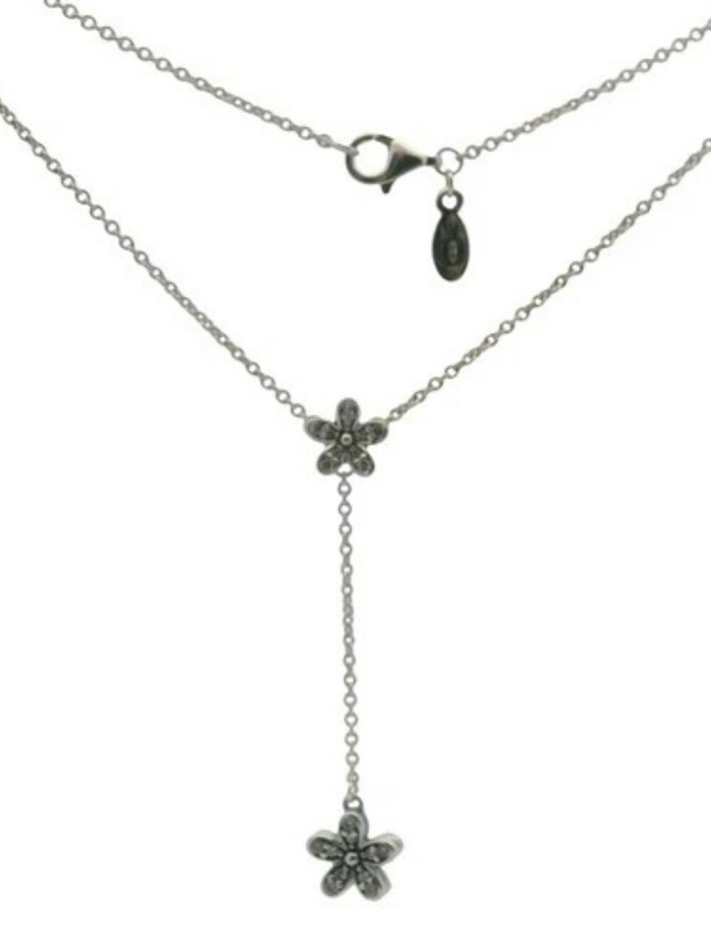 Pandora 925 Sterling Silver and CZ Dazzling Daisies Flower Lariat 23.5" Necklace - Picture 5 of 9